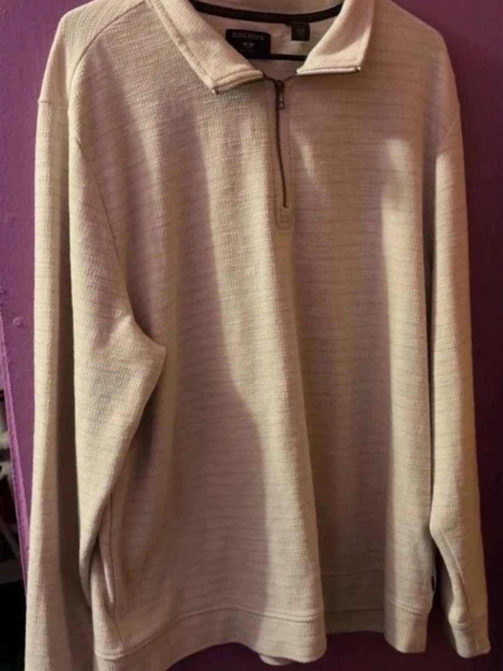 Dockers Men's Beige Half-Zip Sweater